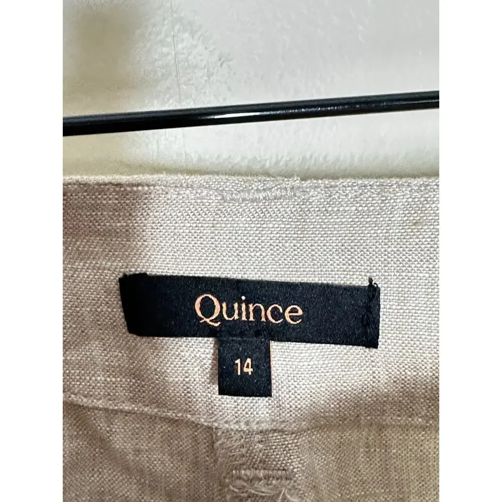 QUINCE 100% European Linen Patch Pocket Wide Leg Pants Flax Sz 14 {XX7}